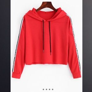 BRAND NEW red, white, and black cropped sweatshirt